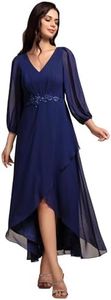Ever-Pretty Robe de Mariée pour Mère Manches Lanternes High Low Col V Appliqué pour Invités