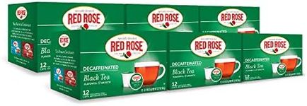 Red Rose Teas Black Teas, 72 Single Serve Cups K-Cup Pods for Keurig Coffee Maker, Naturally Decaffeinated