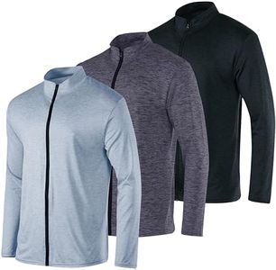3 Pack: Men’s Big and Tall King Size Plus Quick Dry Fit Long Sleeve Full Zip Up Workout Running Jacket Sports Casual Outdoor Active Athletic Track Hybrid Golf Windbreaker Sweatshirt- Set 8, 4X