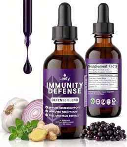Leefy Organics Natural Immune Support Supplement – Liquid Herbal Immunity Drops with Organic Elderberry, Garlic, Oregano Oil – Fast-Absorption Tincture for Adults, Teens & Kids – 30 Servings