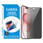 Loklix Privacy Tempered Glass Screen Protector Compatible for iPhone 15 Plus Screen Guard with Edge to Edge Coverage and Easy Installation Kit