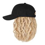 WUODHTW Hat Wig for Women Short Wave Baseball Cap Wig with Curly Synthetic Hair Extensions 14inch Wavy Curly Bob wig Sun hat