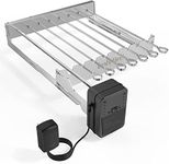 Onlyfire Electric Skewer Turner, Stainless Steel Rotisserie Attachment with 7 Skewers and Motor, Adjustable Size 43.3 x 40.3 - 46.3 cm, with Power Plug, Rotisserie Rotisserie, Silver