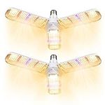 [2 Pack] LVJING 150w LED Grow Light Bulb with 414 LED's Foldable Sunlike Full Spectrum LED Grow Bulb, Plant Light Bulb for Hydroponic Indoor Garden Greenhouse Succulent Veg Flower E26/E27 Socket