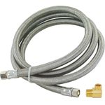 Eastman Dishwasher Installation Kit, 3/8 Inch Compression x 3/8 Inch MIP Elbow, 5 Foot Braided Stainless Steel Dishwasher Connectors, 48364