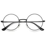 MAGIMODAC Vintage Retro Reading Glasses Metal Anti Blue Light Blocking Round Readers Eyeglasses Eyewear for Ladies Women Men 1.0/1.5/2.0/2.5/3.0/3.5/4.0 (Black, 1.5, diopters)