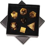 SUNYIK 7 PCS Polished Crystal Stone Polyhedral DND Dice Set for for RPG MTG Table Games, DND Game Dice Polyhedral Dungeons and Dragons for Office Home Decoration, Tiger's Eye