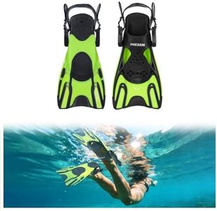 Hikeen Adjustable Snorkel Fins,Short Snorkeling Fins for Adults Men Women Open Heel Swimming Fins, Lightweight Swim Flippers with Mesh Bags-Size-ML/XL
