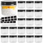 Yishik 4 oz Mason Jars with Black Lids,20 Pack Glass Canning Jars 100ml Small Kitchen Storage Jar for Jams,Fruits,Jellies,Baby Foods or Handmade desserts