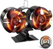 Hanaoyo Stove Fan, Log Burner Fan with Double Motors, Heat Powered Silent Operation with Stove Thermometer, for Wood/Log Burner/Fireplace