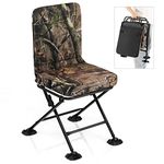 GYMAX Hunting Chair, 360 Degree Swivel Hunting Seat w/Oversized Rotating Duck Feet & Camo Padded Cushion, 330 LBS Waterproof Rustproof Folding Ground Blind Hunting Stool for Outdoors (Camouflage)