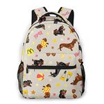 Dachshund Vacation Backpack Cute Dogs Bookbag Beach Dachshund Schoolbag for Teen Girls Boys Adults Back to School Large Capacity, One Size