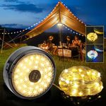 Camping String Lights, Camping String Lights Reel With Foldable Fairy Lights (26.24ft), Rechargeable Camping Lights For Tents With 5 Light Modes And 1200MAH Mobile Power Bank, Camping Lamp For Camping