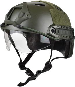 CMAIR4U Airsoft PJ Type Paintball Fast Helmet with Visor Goggles (OD)