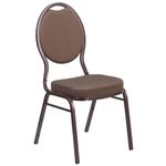 Flash Furniture HERCULES Series Teardrop Back Stacking Banquet Chair in Brown Patterned Fabric - Copper Vein Frame