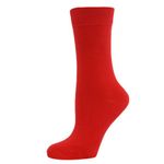 Comfortable New Casual Formal Ladies Women Rich Cotton Plain Ankle Socks, Red, 4-8 UK, 37-42 EU