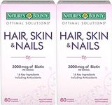 Nature's Bounty Optimal Solutions Hair, Skin & Nails Formula, 120 Coated Caplets (2 X 60 Count)