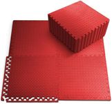 KAYMAN Gym Floor Nonslip Mats, Interlocking, EVA Foam Exercise Floor Tiles for Home Workout, Studio, Weights, Exercise and Yoga (Red, 8 Pack)