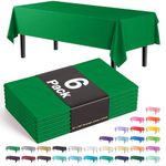 6-Pack Premium Plastic Tablecloth 54in. x 108in. Rectangle Plastic Table Cover - Emerald Green - Exquisite