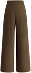 BTFBM Womens Wide Leg Pants Dressy Casual Elastic High Waisted Palazzo Business Lounge Trousers with Pockets(Solid Coffee, 6)