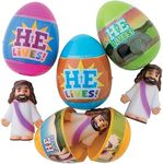 Fun Express He is Risen Pre Filled Easter Egg (12 Eggs with Toys) Religious Easter Supplies