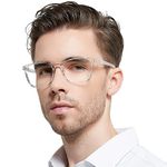 OCCI CHIARI Oversized Mens Reading Glasses 1.5 Square/Rectangle Readers Glasses for Men Fashion Reading Glasses Spring Hinge(Transparent, 150)