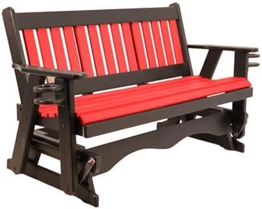Ecommersify Inc 5FT Amish Glider Handmade in USA Poly Lumber Wood Mission Porch Glider with Cupholders HeavyDuty Everlasting PolyTuf HDPE No Wood fibers and 1000 lbs Limit,Stainless Steel Hardware