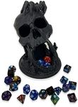 MunnyGrubbers - 6.5" Skull Dice Tower - (Random 7PCS D20 Dice Set Included) - No Paint Odorless Plastic - Tabletop Roleplaying Game - Dice Roller - Dungeons and Dragons - DND - D&D - (Black