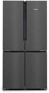 Siemens KF96NAXEA iQ500 French Door Kühlschrank, 183 x 91 cm, 405 L Kühlen + 200 L Gefrieren, hyperFresh längere Frische, noFrost nie wieder abtauen, superCooling schnellere Kühlung, Edelstahl Schwarz
