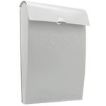 Wall Mounted Post Box | Glossy Finish Postbox | Galvanised Steel Outdoor Mailbox | Lockable Weatherproof Outside Postbox | Letterbox for Wall | M&W (White)