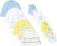 Onesies Brand Unisex Baby 12-Piece Cap and Mitten Set, Yellow Clouds, 0-6 Months