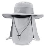 BROTOU Sun Cap Fishing Hats UPF 50+ Wide Brim Outdoor Protection Hat with Face & Neck Flap Cover (Light Grey)