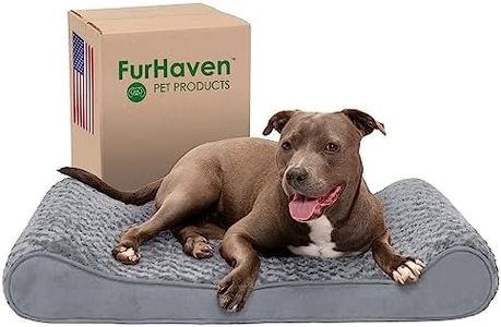 Furhaven Pet Dog Bed - Cooling Gel Foam Ultra Plush Faux Fur Ergonomic Luxe Lounger Cradle Mattress Contour Pet Bed with Removable Cover for Dogs and Cats, Gray, Large