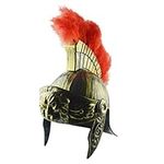 Roman Helmets, Easy to Wear Helmets Roman Costume, Lightweight Helmets Warrior Gold, Warrior Knight Headwear, Greek Helmet with Red Feather Plume, Helmet Mens Warrior Headwear Costume Accessories