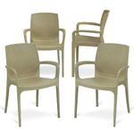 Oaknest Unboxing Furniture Supreme Texas Heavy Plastic Chair For Home And Office Use (Color: Dark Beige; Count: 4 Pc.)