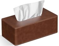 GOLRANLYE Tissue Box Cover Rectangular PU Leather Facial Tissue Box Holder for Dresser Bathroom Decor (Brown)