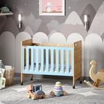 Fisher-Price Romania Baby Crib with Wheels and Adjustable Height 0-3 Years (Blue, Without Mattress)