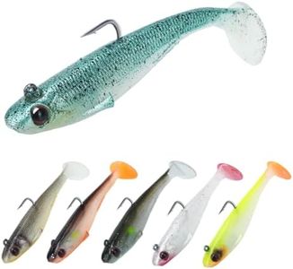 6 Pcs Fishing Lures for Pike Trout, Soft Plastic Baits Lures Swimbaits with Hooks and T Tail, Fishing Tackle Perch Bass Fishing Jigs Artificial Bait for Saltwater Freshwater Trout Catfish Pike Perch