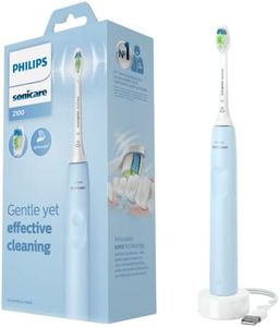 PHILIPS Sonicare 2100 with Sonic Technology, QuadPacer and SmarTimer, 14-Day Battery Life And A Slim And Ergonomic Design, Light Blue, HX3651/32