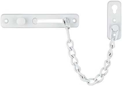 JQK Door Chain Lock White, Stainless Steel Door Guard with Spring Anti-Theft Press Lock, Matte White, HDC100-WH