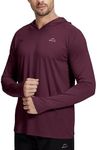 Willit Men's Sun Shirts UPF 50+ Protection Hoodie Rash Guard Shirt SPF UV Shirt Long Sleeve Fishing Outdoor Lightweight Heather Wine XXL