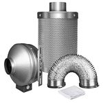 iPower 8 Inch 750 CFM Duct Inline Fan with 8" Carbon Filter 25 Feet Ducting Combo for Grow Tent Ventilation