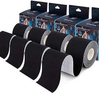 4 Pack Kinesiology Tape for Sports Athletes - 16 FT Waterproof Athletic Tape for The Knee, Elbow and Shoulder Muscles, etc. (Black)