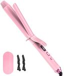 FARERY Long Barrel Curling Iron 1 1/4 inch, 1.25 Inch Curling Iron for Thin Hair, Ceramic Curling Iron Infused Argan Oil & Keratin, 11 Adjustable Temp, Include Clips & Silicone Pad, Pink