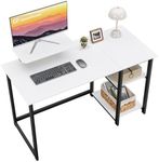 GreenForest Computer Desk with Monitor Stand,100cm White Desk with Reversible Storage Shelves Modern PC Gaming Home Office Desk for Small Spaces,White