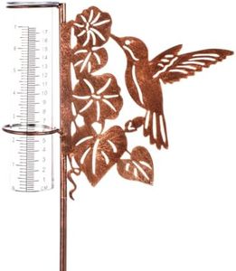 HOBYLUBY Hummingbird Rain Gauge Outdoor, Freezeproof Rain Gauge with Plastic Measuring Tube Rain Water Gauge Decor for Lawn, Yard, Garden (35'' Tall)