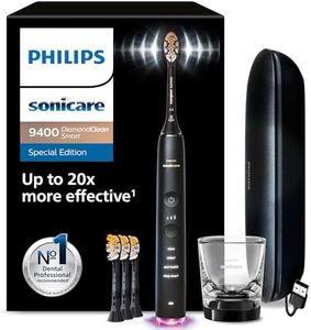 Philips Sonicare DiamondClean Smart 9400 Electric Toothbrush, Sonic Toothbrush with App, Pressure Sensor, Brush Head Detection, 4 Brushing Modes and 3 Intensity Levels, Black, Model HX9918/89