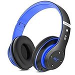 Rebocico Wireless Headphones, 6 EQ Modes,Headphones Wireless, 65 Hours Playtime Foldable Lightweight Bluetooth Headphones Over Ear with Built-in HD Mic,Deep Bass, FM, SD/TF for PC/Home（Black Blue）