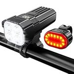 USB Rechargeable Bike Head and Tail Light Set，2000 Lumens Aluminum Alloy Front Lights Have 6/8 Modes，IP65 Waterproof Mountain/Road Bike Lights，Rear Lights with 6/7 Lighting Modes，Suitable All Bikes