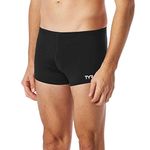 TYR Men's Durafast Elite Solid Square Leg Swim Suit (Black, 34)